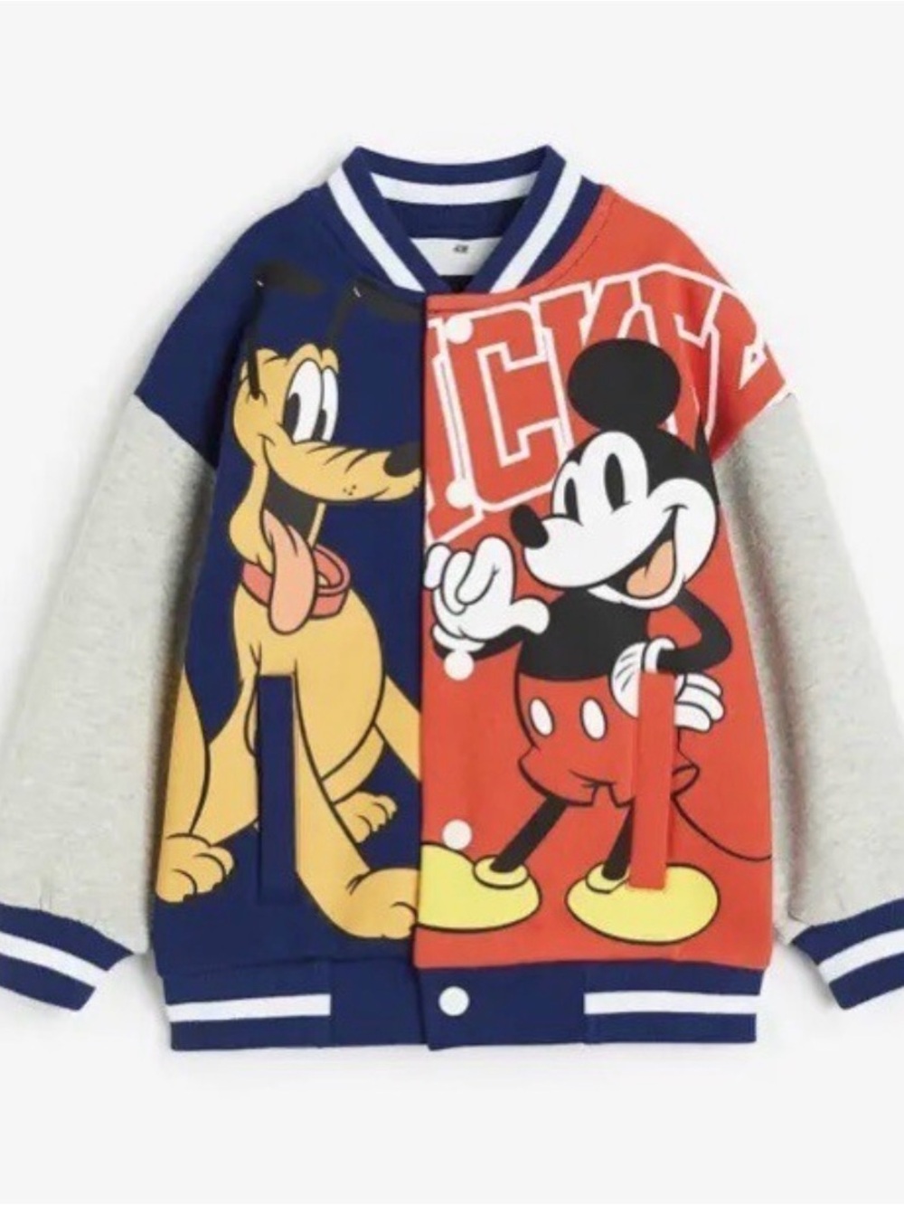H& M - Disney Mickey & Pluto Colorblock Kids Bomber Jacket - Red/Navy/Gray